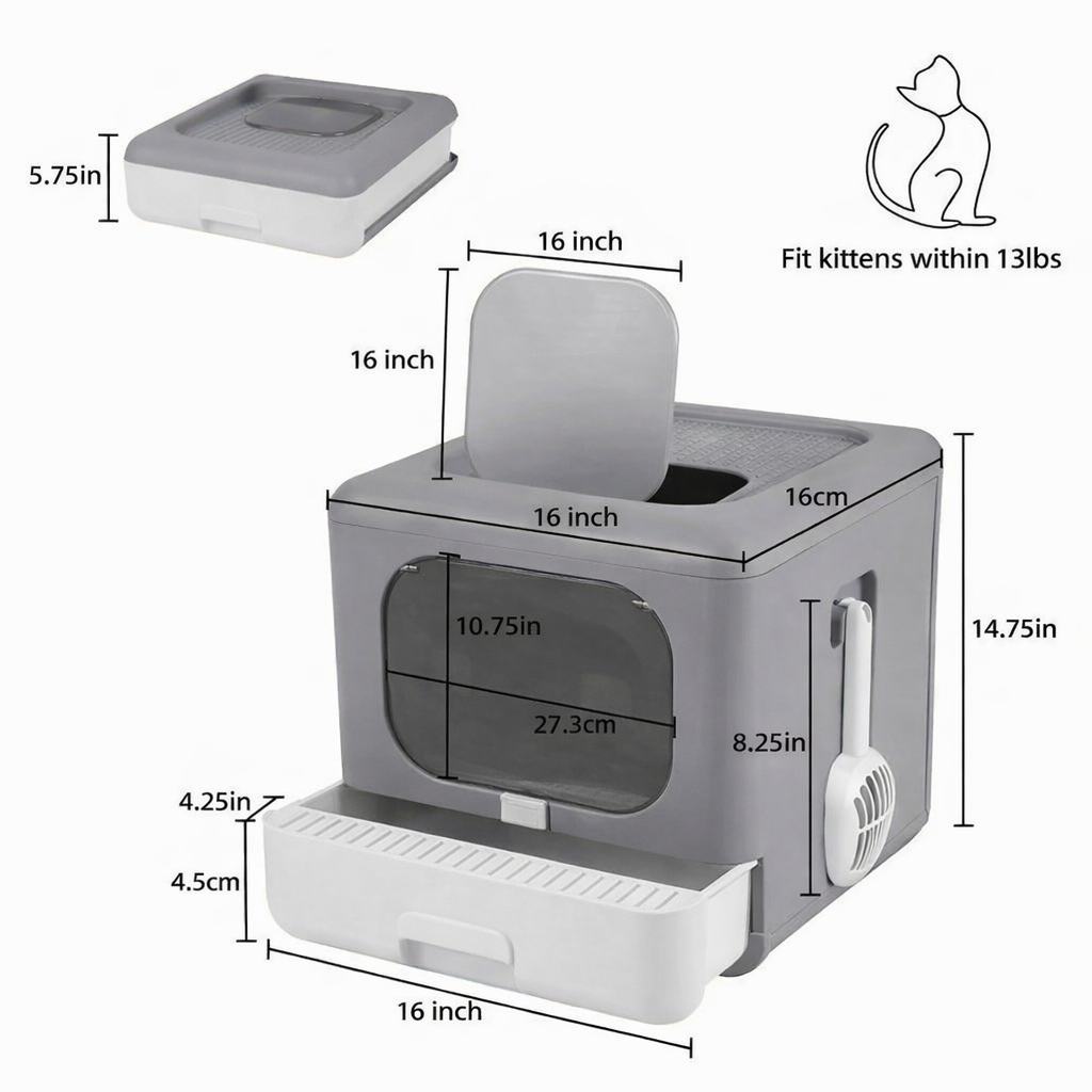 Modern Enclosed Cat Litter Box with Odour Control