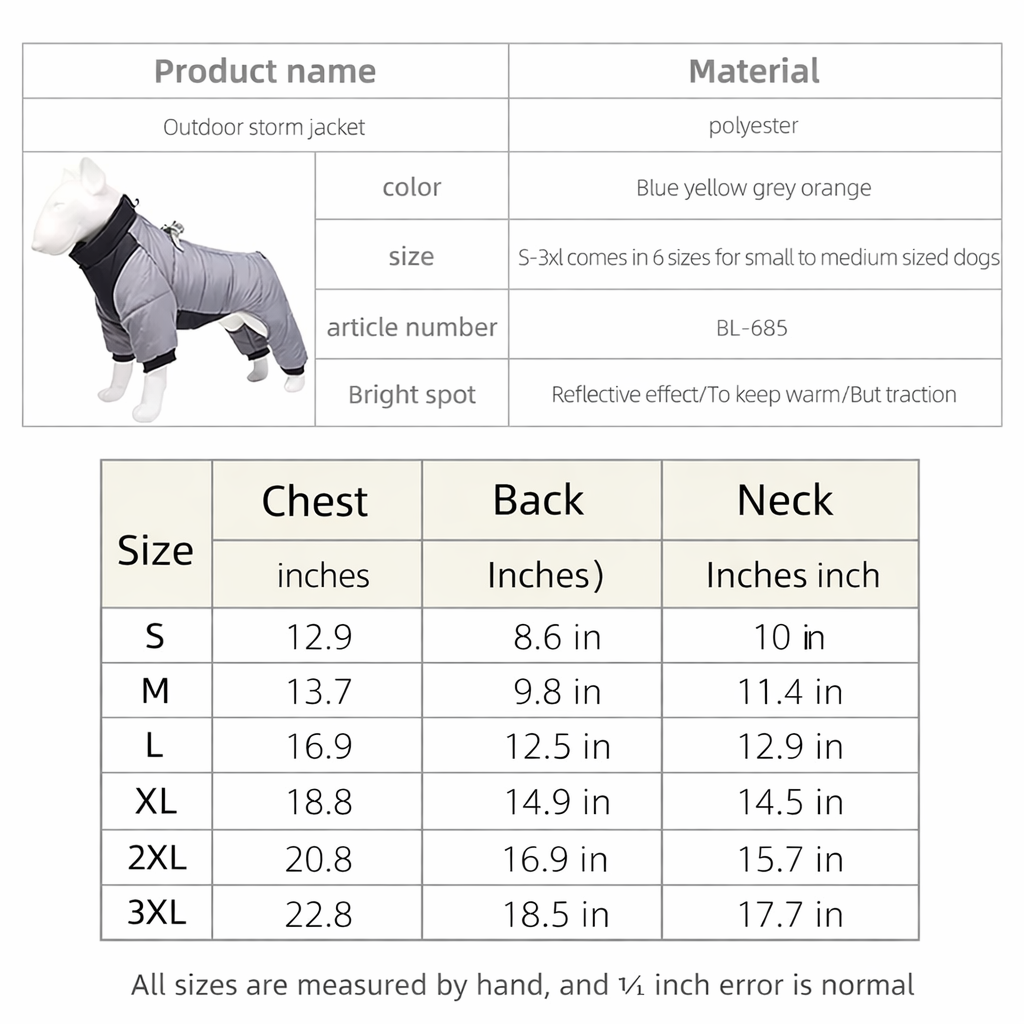 Waterproof Reflective Winter Dog Snowsuit – Full Body Warm Protection