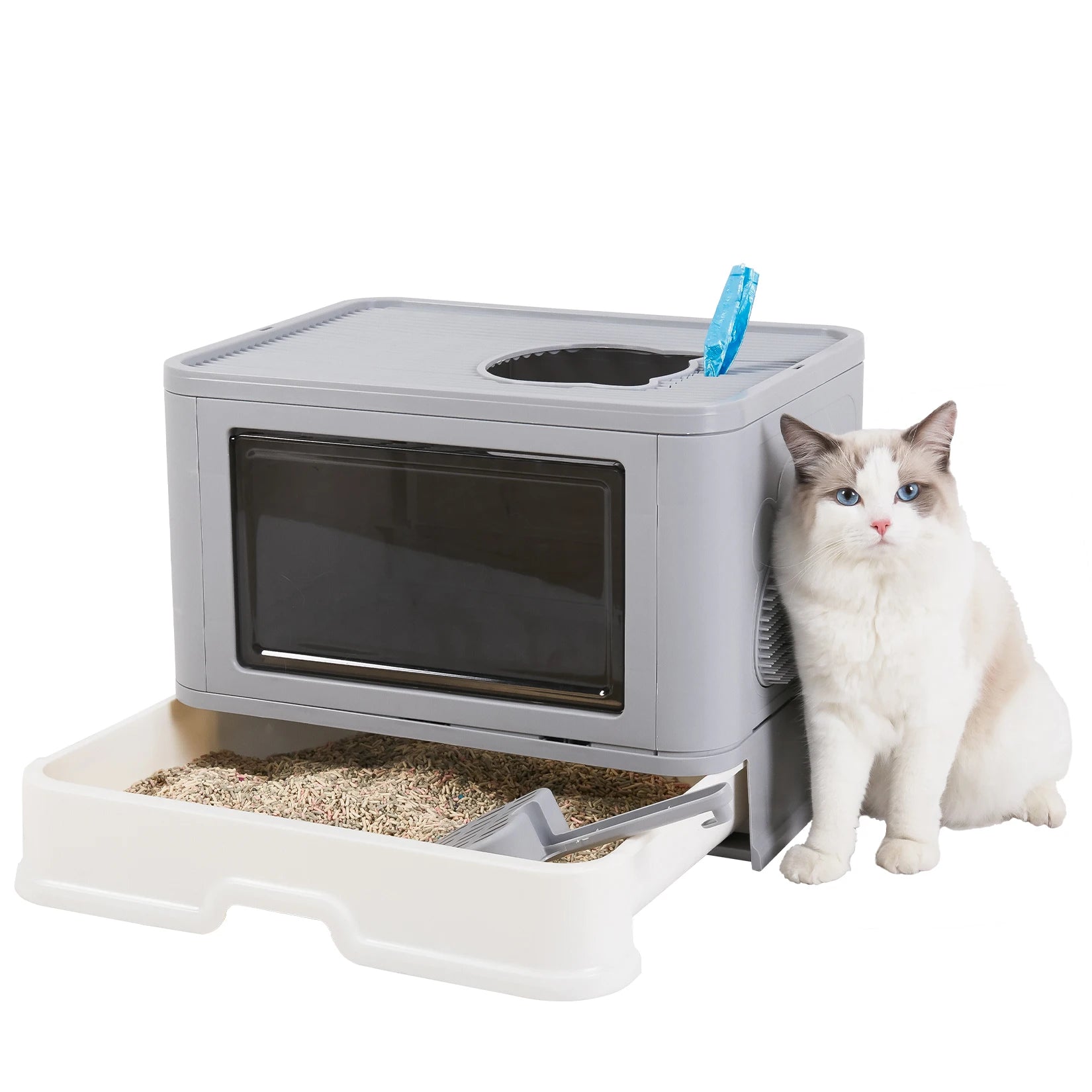 Smart Enclosed Cat Litter Box with Drawer & Odour Control