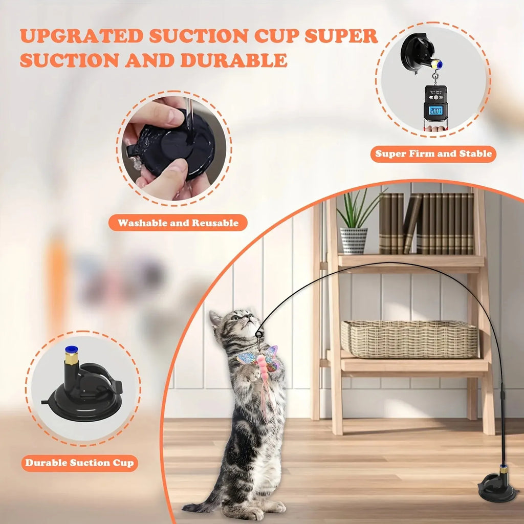 Interactive Cat Teaser Toy with Suction Cup – Fun, Exercise & Mental Stimulation