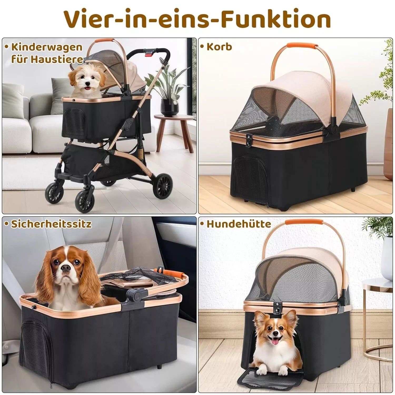 Luxury Foldable Pet Stroller for Dogs & Cats