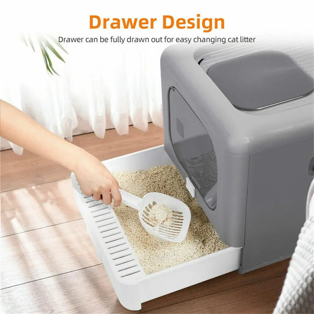 Modern Enclosed Cat Litter Box with Odour Control