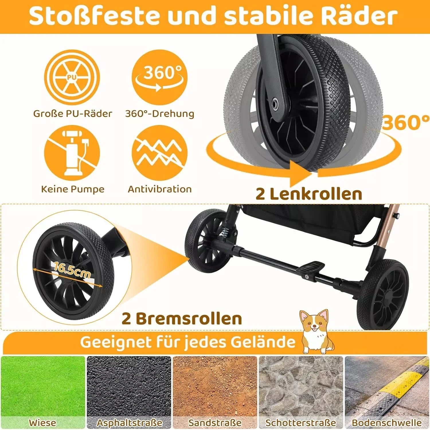 Luxury Foldable Pet Stroller for Dogs & Cats