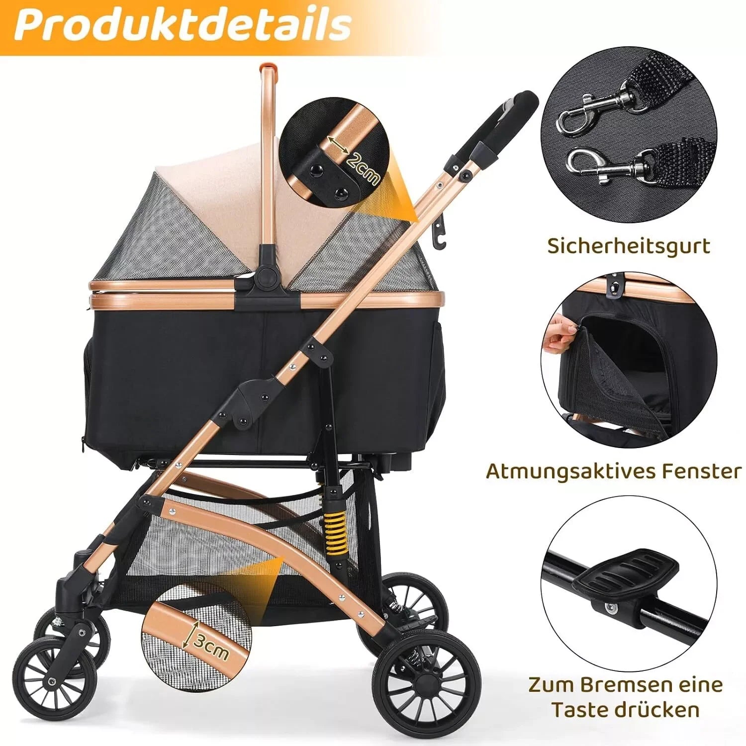 Luxury Foldable Pet Stroller for Dogs & Cats