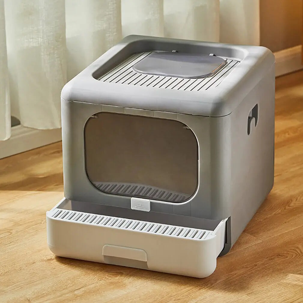 Modern Enclosed Cat Litter Box with Odour Control
