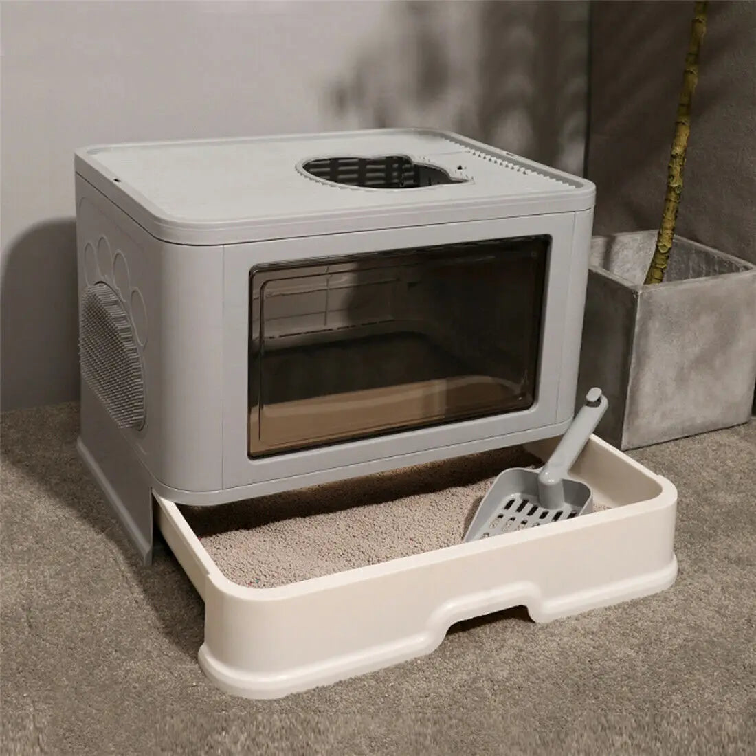 Smart Enclosed Cat Litter Box with Drawer & Odour Control