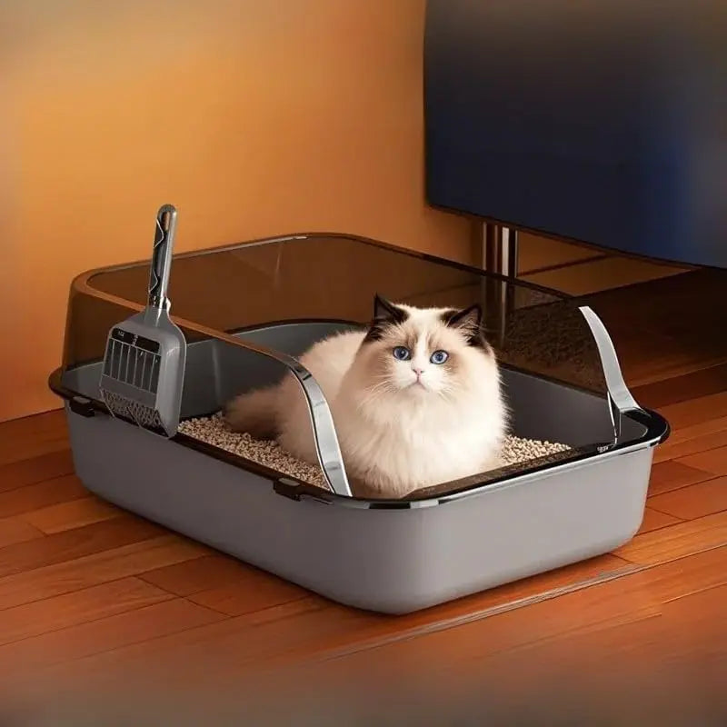 Hygienic Semi-Enclosed Cat Litter Tray – Cleaner Space, Happier Cat