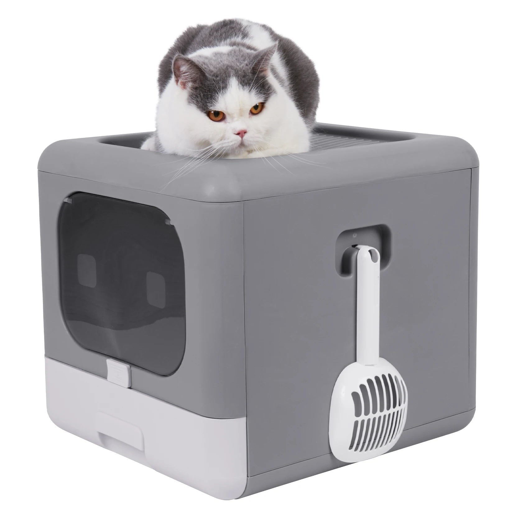 Modern Enclosed Cat Litter Box with Odour Control