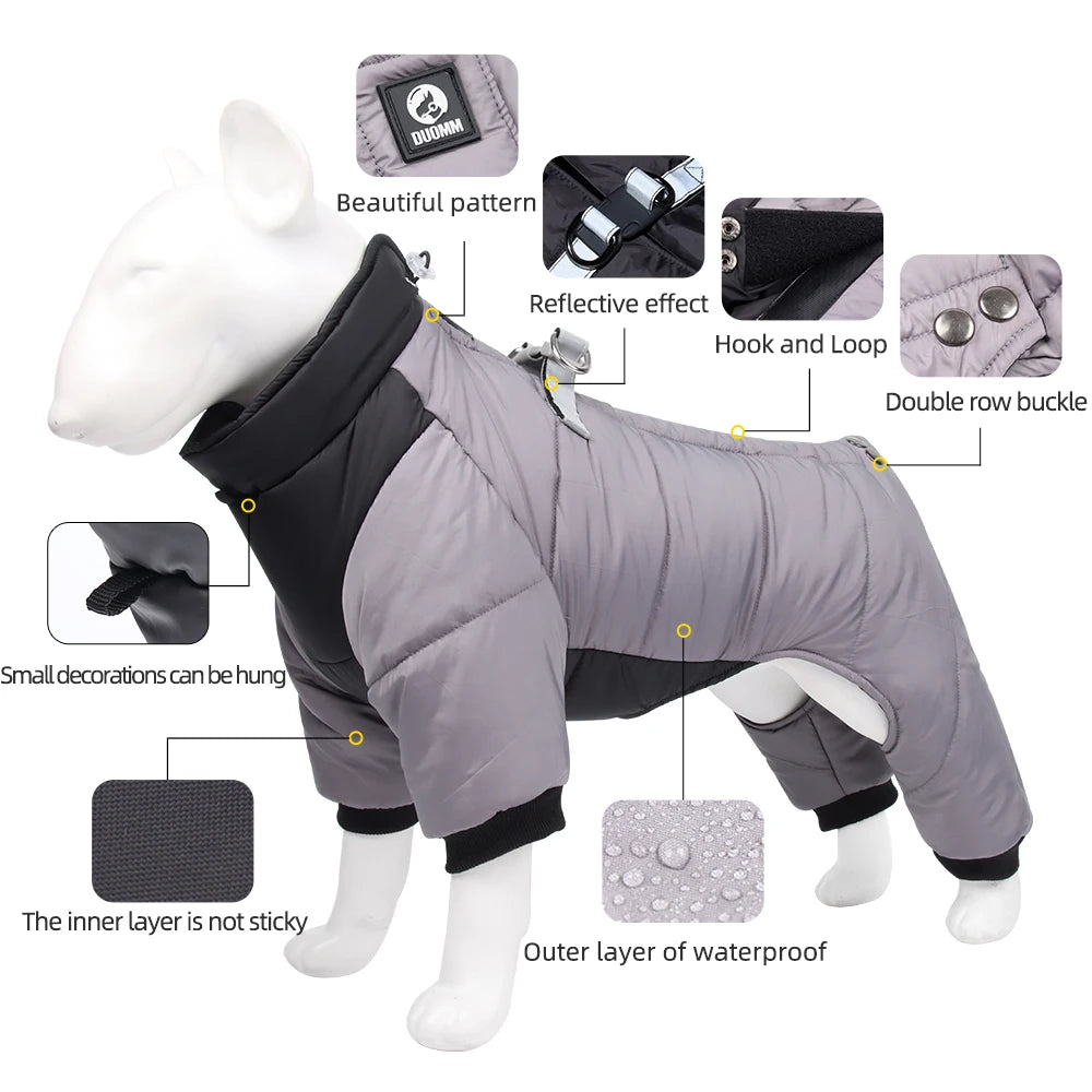 Waterproof Reflective Winter Dog Snowsuit – Full Body Warm Protection