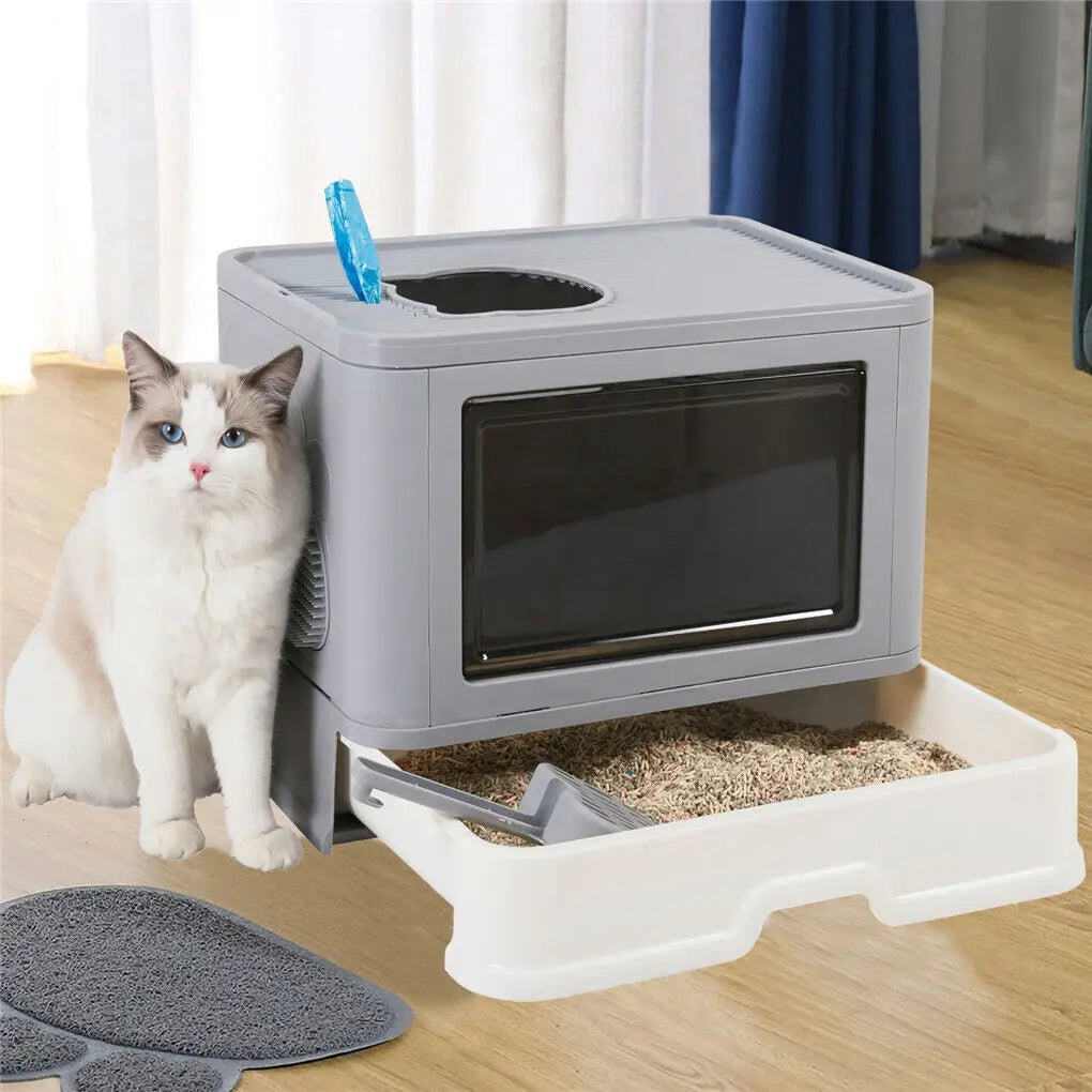 Smart Enclosed Cat Litter Box with Drawer & Odour Control