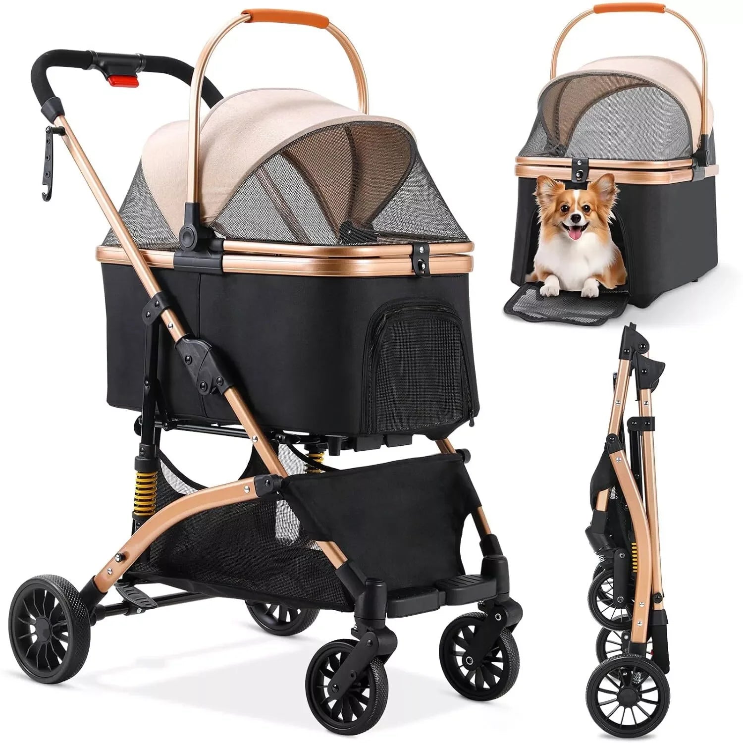 Luxury Foldable Pet Stroller for Dogs & Cats