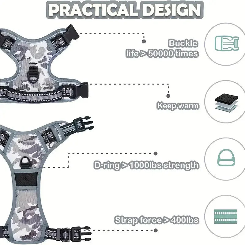 No-Pull Dog Harness with Front & Back Clips – Comfortable Control for Daily Walks